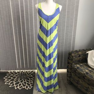 Blue/Green Chevron Maxi Dress